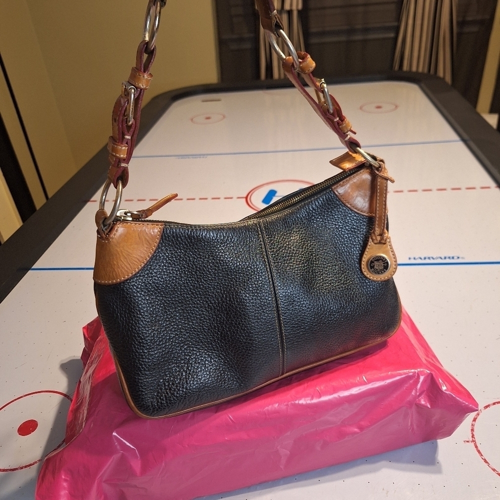 Dooney & Bourke Black Leather Trim Shoulder Bag